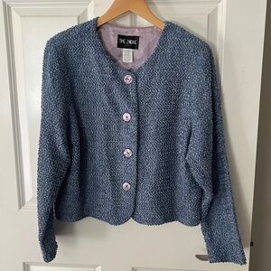 Vintage Blue Chenille Textured Lightweight Blazer sz Large